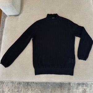 JCrew Women’s Black Mock Neck pointelle shirt/sweater